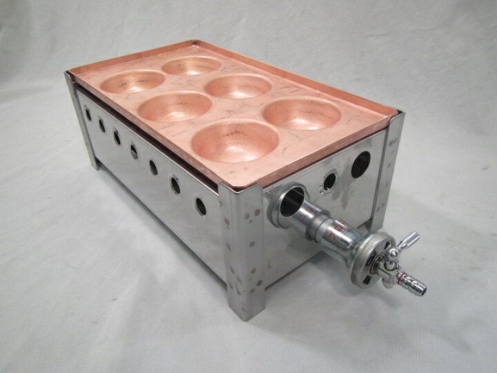 楽天市場】LPガス用 業務用 爆弾たこ焼き器 1連×6穴銅板たこ焼き機  