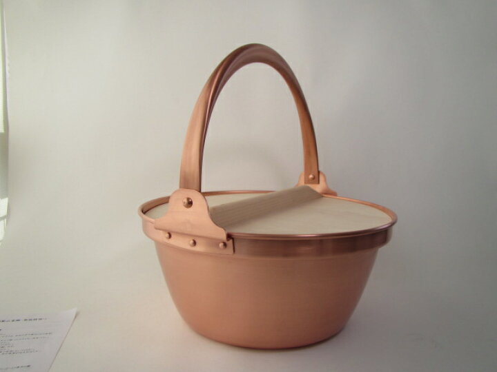 楽天市場】純銅製 山菜鍋 27cm 内側錫無し 純銅鍋 木蓋付 IH不可 ツル  