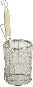 新越ワークス TS 木柄スパゲティー揚 小 本体:ステンレス鋼(18-8)/柄:天然木 日本製 TS 木柄 パスタてぼ ASP03003 パスタ 茹でかご てぼ ふりざる フリザル 茹でざる そば揚げ パスタテボ 麺ざる 麺