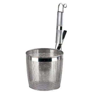 UK18-8パイプ柄パンチング 底平煮ざる M〈ANZ-08〉(ふりザル人気 振りザル ラーメン ふりザル ラーメンてぼ 販売 そば揚げざる そば茹でかご ラーメンテボ テボ 振りかご ラーメンかご 日本製