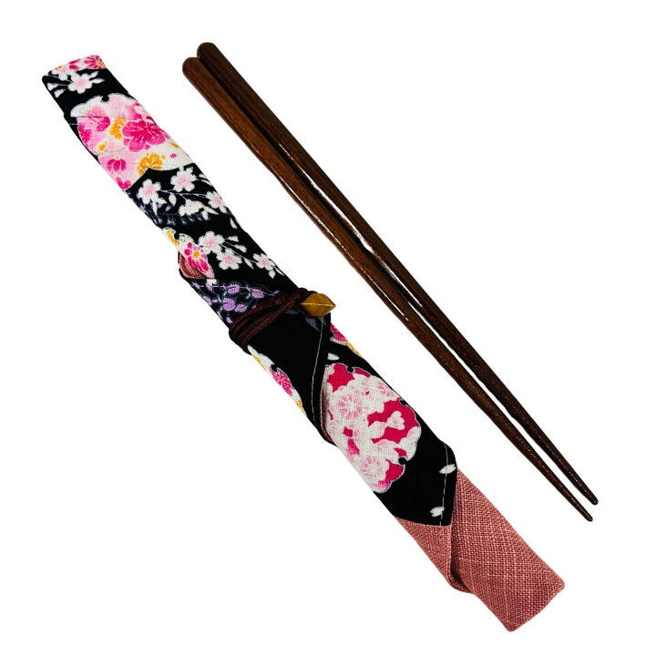 楽天市場】お箸袋 【黒花柄×ピンク】 和柄 マイ箸 お箸入れ お箸ケース 