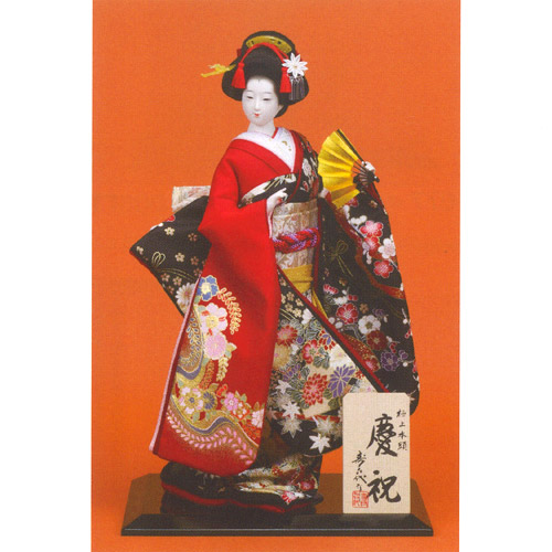 楽天市場】日本人形 尾山人形 極上本頭『寿喜代作 慶祝 衣裳金彩 扇 ８