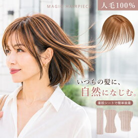 【人工頭皮付き】マジックヘアピース シートウィッグ ピン無し 部分ウィッグ ヘアピース バレない 人毛100％ ファイバー 前髪ウィッグ