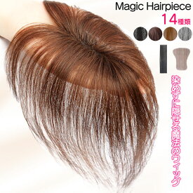 部分ウィッグ ピン無し ヘアピース 人毛100％ ファイバー 前髪ウィッグ 白髪隠し 薄毛 ボリュームアップ ウイッグ 自然 かつら バレない 金属フリー 【総手植え マジックヘアピース】