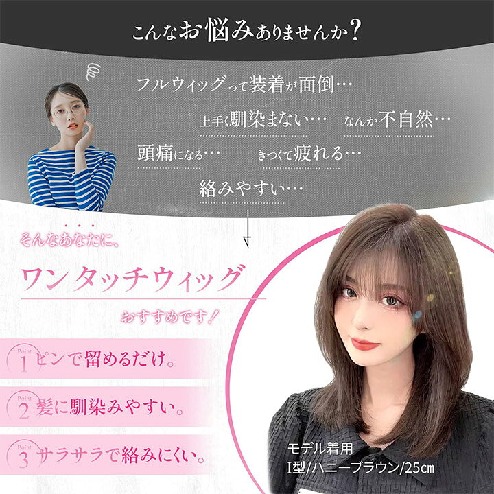 楽天市場】【メール便1点まで】【I型 35cm】 部分ウィッグ ヘアピース  