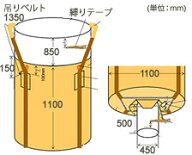 フレキシブルコンテナバッグFタイプ100枚入り耐荷重1t反転なしUVあり直径1100×1100mm丸型土嚢袋