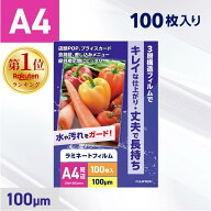 ラミネートフィルム A4サイズ 100ミクロン (100枚入り) 光沢タイプ 216×303mm ラミネーターフィルム