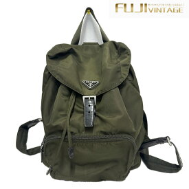 【中古】PRADA プラダ リュック バックパック ナイロン 緑色 メンズ・レディース