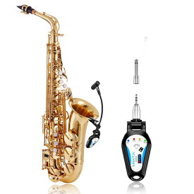 【KIMAFUN 正規品】2.4Gワイヤレス サックス マイク クリップオン楽器用マイク プラグ＆プレイ ノイズ軽減 30M伝送距離 8時間連続使用 サックス、フレンチホルン、トランペット、トロンボーン 金管楽器用
