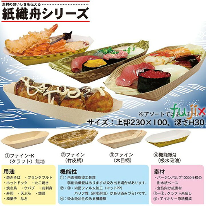 楽天市場】舟皿 たこ焼き 持ち帰り ファイン 紙織舟8寸 (竹皮柄) 1000 