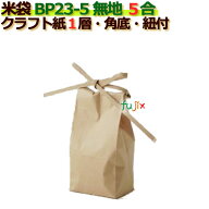 米袋 5合 無地 角底 窓なし ひも付 クラフト袋 1層 100枚/ケース BP23-5