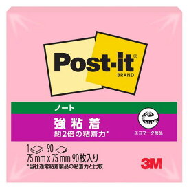 （まとめ買い）スリーエム ポストイット 付箋 強粘着ノート ふせん 75mm×75mm 90枚×1パッド ポジティブリィピンク 654SS-PPK 〔×10〕 【北海道・沖縄・離島配送不可】