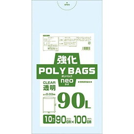オルディ 業務用ポリ袋 ゴミ袋 強化ポリバッグネオ 90L 透明 10枚入 KP-N90-10 【北海道・沖縄・離島配送不可】