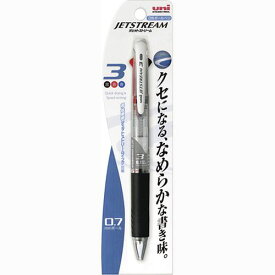 （まとめ買い）三菱鉛筆 ジェットストリーム 3色ボールペン 0.7mm 透明 SXE3400071P.T 〔10本セット〕 【北海道・沖縄・離島配送不可】