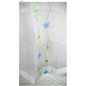 刺繍花柄デザインレースカーテン 2枚組 100×198cm ブルー レースカーテン 花柄 タッセル付き パルティ【代引不可】【北海道・沖縄・離島配送不可】