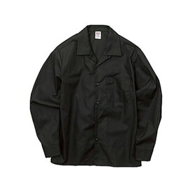 T/C ノンアイロンオープンカラー長袖シャツ ブラック S 【北海道・沖縄・離島配送不可】