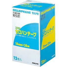 （まとめ買い）コクヨ セロハンテープ 大巻き お徳用Eパック 15mm 12巻入 T-SE15N 〔×3〕【北海道・沖縄・離島配送不可】