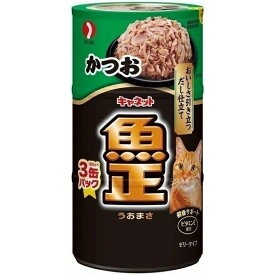 （まとめ買い）ペットライン キャネット魚正かつお160g×3缶パック 猫用缶詰 キャットフード 〔×9〕【代引不可】【北海道・沖縄・離島配送不可】