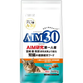 （まとめ買い）サンライズ AIM30 11歳以上の室内避妊・去勢後猫用 腎臓の健康ケア フィッシュ 600g 猫用フード 〔×4〕 【北海道・沖縄・離島配送不可】