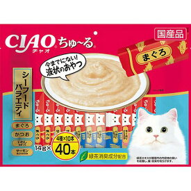 （まとめ買い）いなばペットフード ちゅ～る シーフードバラエティ 14g×40本入 猫用おやつ 〔×3〕 【北海道・沖縄・離島配送不可】