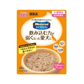 （まとめ買い）ペットライン メディコート ライフアシスト ジェルタイプ ミルク仕立て 60g 犬用フード 〔×24〕 【北海道・沖縄・離島配送不可】