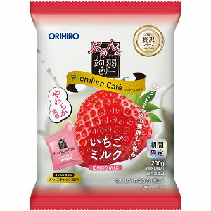 オリヒロ ぷるんと蒟蒻ゼリー プレミアムカフェ いちごミルク 200g(20g×10 個)×12袋入り (1ケース)