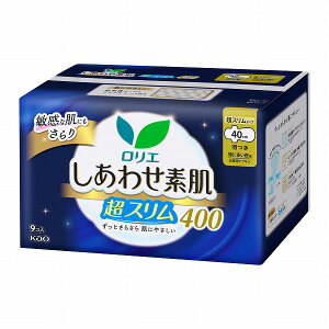 ロリエ しあわせ素肌 通気超スリム 特に多い夜用40cm 羽つき 9個入×16パック(1ケース)花王 KO