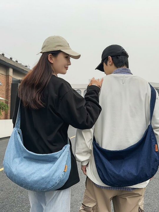 楽天市場】ショルダーバッグ デニム 三日月型 大容量 ボディバッグ 