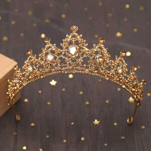 ティアラ ヘッドドレス ヘアアクセサリー 王冠 女性用 レディース ゴールド シルバー ホログラム クリスタル パヴェ ラインストーン 大粒 キラキラ ウェディング 結婚式 ブライダル ドレス