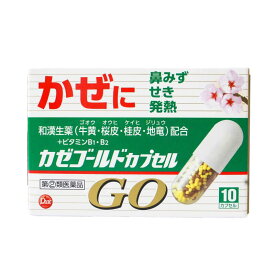 【指定第2類医薬品】カゼゴールドカプセルGO（10カプセル）風邪薬 かぜ薬 悪寒 発熱 頭痛 アセトアミノフェン 置き薬 配置薬 常備薬 富山 第一薬品