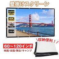 【フック付き】大画面スクリーン プロジェクタースクリーン 16:9 吊り下げ 壁がけ 家庭用 穴あけ不要 ホ…