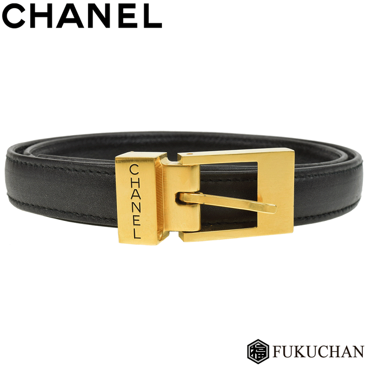 楽天市場】【CHANEL/シャネル】ロゴ レザーベルトブラック×ゴールド 