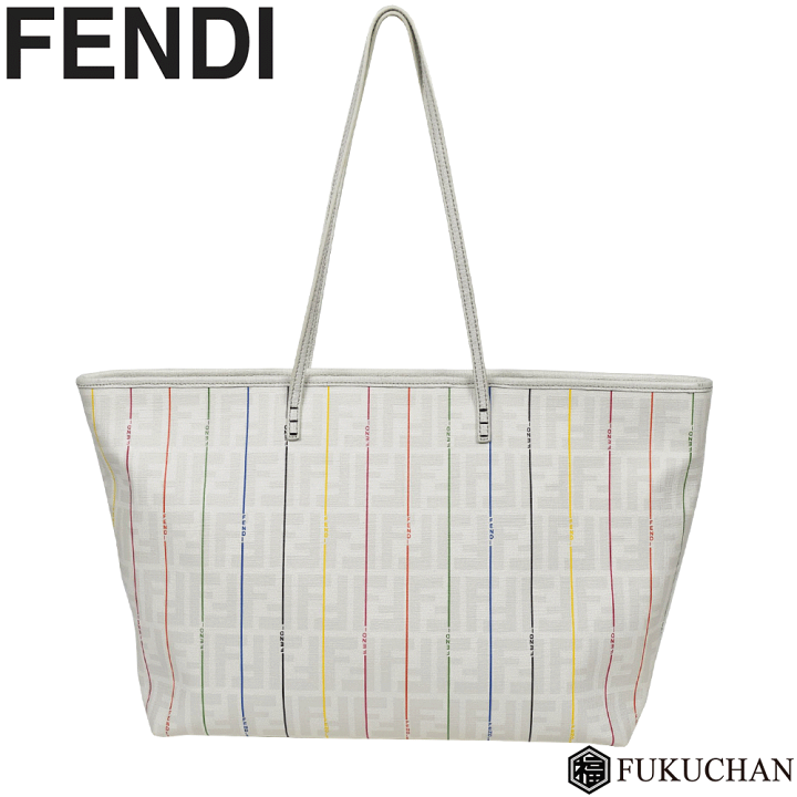 フェンディ FENDI ズッカ柄 トートバッグ PVC マルチカラー ホワイト