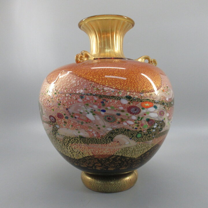 楽天市場】黒木国昭 作 花器 金彩象嵌光琳 ガラス工芸 共箱 壺 桐箱  