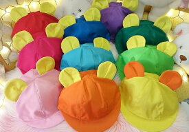 【送料無料・消費税込み】【くまちゃんの耳付き帽子】【大人気!】可愛いカラー帽子　クマ耳付きカラー帽子　クマ(子供用)(幼児用)　可愛い　当店オリジナル商品　保育園　幼稚園　イベント帽子　発表会