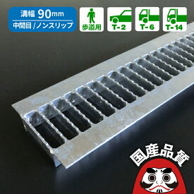 溝蓋 グレーチング U字溝 用 溝ふた 側溝 フタ 中間目 ノンスリップタイプ 溝幅 90用 歩道用〜 T-14 OKUN-M3 9-19 公共建築協会品質性能評価製品 日本製 奥岡製作所 オーケーグレーチング [お問い合わせ用番号 R379]