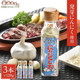 【楽天1位】にんにく塩 120g×3本 送料無料｜ガーリックソルト ハーブソルト にんにく調味料 発芽にんにく粉使用 岩塩 海水塩 ガーリックシーズニング 泉水耕農園思いやりの丘フクハウス