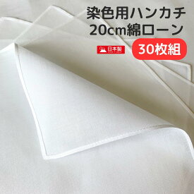 染色用 ハンカチ 白 20cm 30枚組 綿100％ ローン はんかち入園 入学 保育園 幼稚園 小学校 学校行事 送料無料
