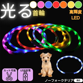 【5倍ポイント】 ノーフォークテリア犬 ノーフォーク ペット用 光る首輪 犬 猫 LEDライト USB充電 レインボー発光 7色切替 夜間散歩 事故防止 防水仕様 柔らか素材 痛くない 首輪 小型犬 中型犬 大型犬 調節可能 ナイトウォークライト
