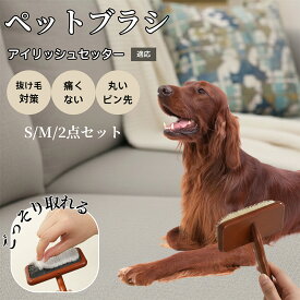 【5倍ポイント】 アイリッシュセッター犬 アイリッシュ ペット用スリッカーブラシ 木製ブラシ 犬 猫 抜け毛対策 ピンブラシ 長毛種短毛種対応 小型犬 中型犬 大型猫 肌にやさしい マッサージブラッシング用グルーミングブラシ