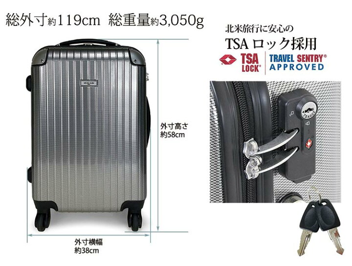 楽天市場】ミッシェル クラン キャリー ケース 安心のTSAロック付き 