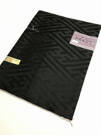 【中古】 名古屋帯 化繊 黒地に紗綾型文様 喪装帯 黒共帯 九寸 全通柄 夏冬リバーシブル 最強配送 シーズ…