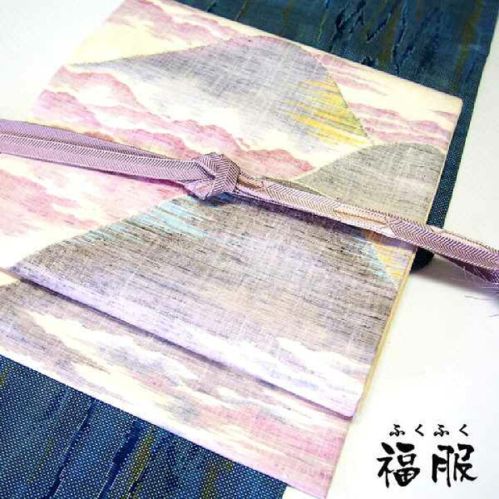 楽天市場】【中古】作り帯 正絹 白地に遠山文様 ベージュに花唐草  