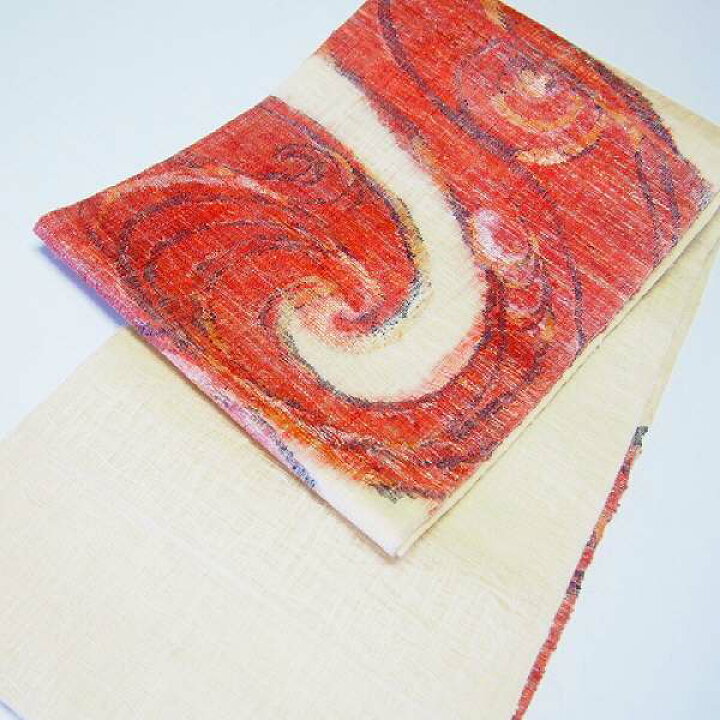 楽天市場】スーパーセール半額/【中古】 しゃれ袋帯 麻 夏帯 生成り地 
