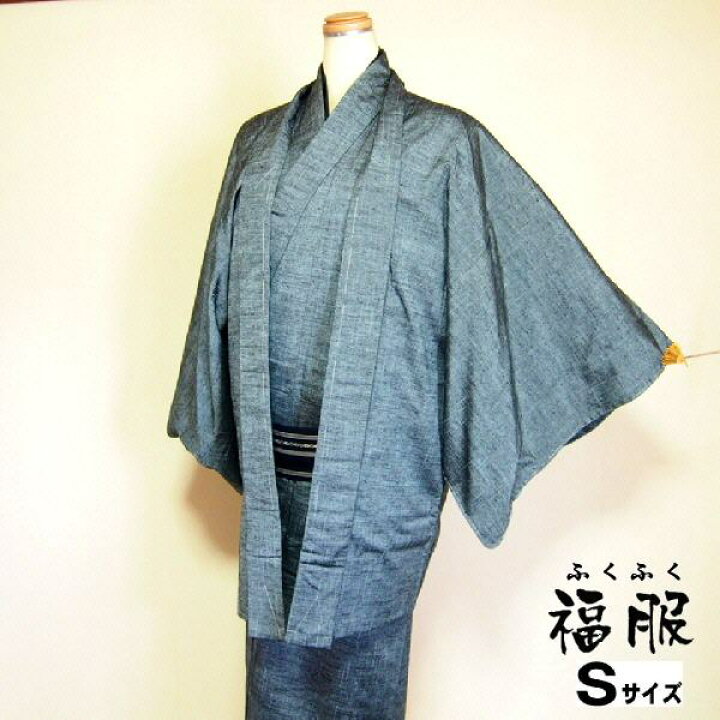 楽天市場】【中古】紬アンサンブル 男物 正絹 フシ感のあるブルー  