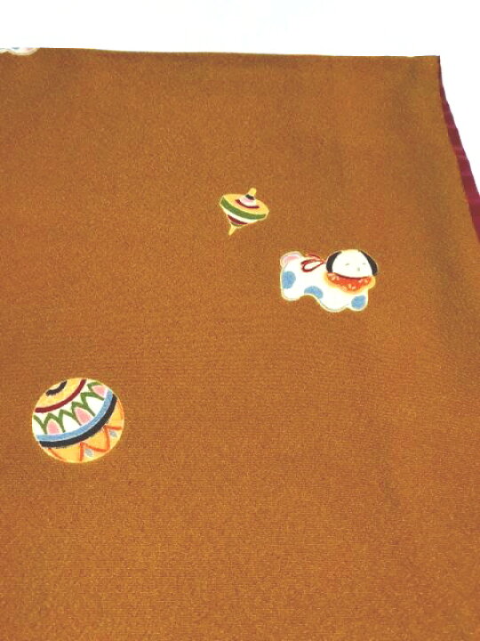 楽天市場】【中古】小紋 正絹 山吹茶地に玩具模様 裄69.5 Lサイズ  