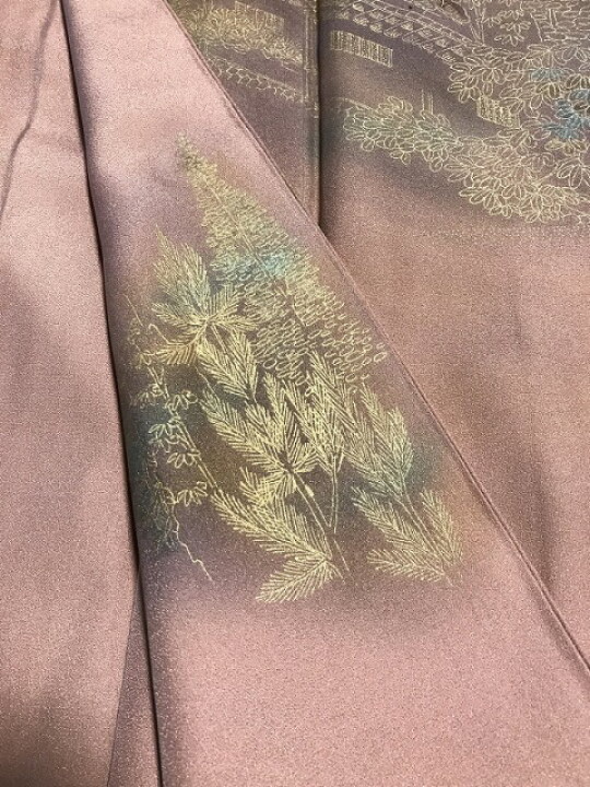 楽天市場】今だけ30％OFF/【中古】訪問着 正絹 薄茶色地に風景模様 裄  