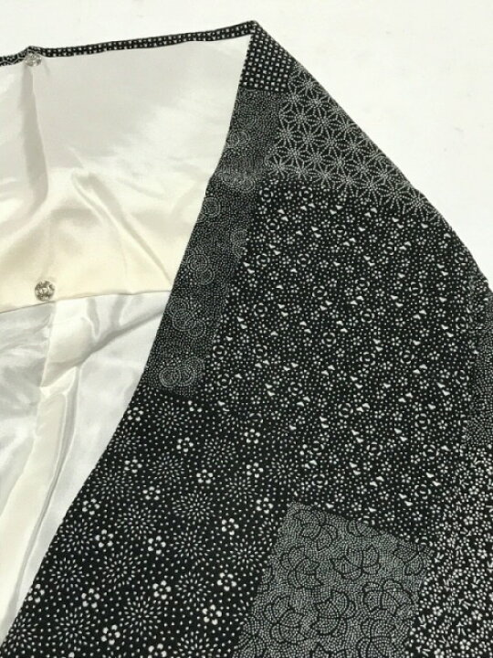 楽天市場】【中古】 付け下げ 正絹 江戸小紋 黒地に色紙模様 裄66cm  