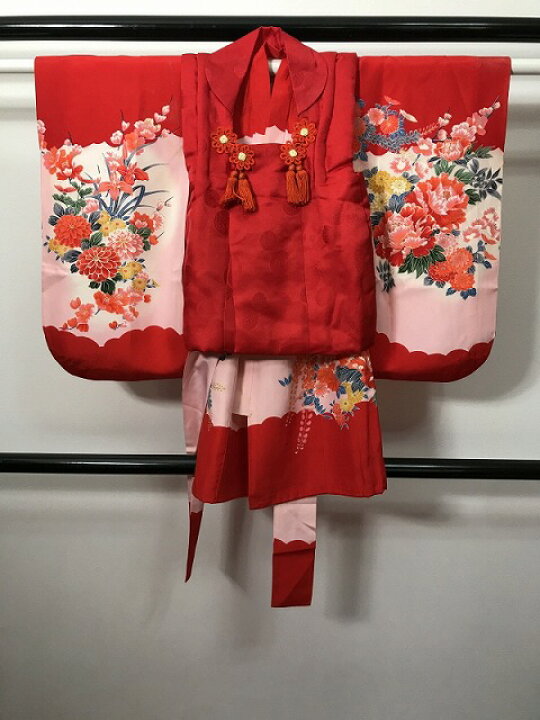楽天市場】【中古】七五三 正絹 3歳女児用 祝い着 着物 長襦袢 お被布 