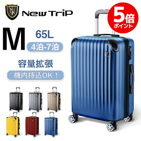 【45％OFF★P5倍＆500円クーポン配布中】 New Trip スーツケース 拡張機能付き 7カラー選ぶ キャリーケース Mサイズ 65L YKKファスナー 大容量 多収納ポケット 耐衝撃 超軽量 静音 TSAロック 修学旅行 海外旅行 出張 4-7泊 キャリーバッグ GB0201